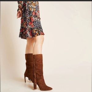 NWT Sam Edelman Fayetteville Suede Hazelnut Fringe Boots Size 6.5